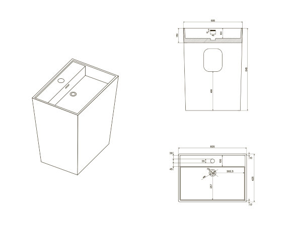Раковина из искусственного камня NT406 PADOVA NT BAGNO цвет: белый матовый