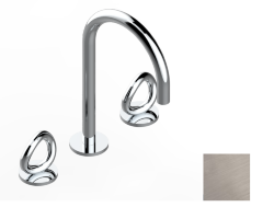 Смеситель для раковины на три отверстия устанавливаемый на борту с донным клапаном, THG Серия "О", матовый никель (C01) - G4P-151 Смеситель для раковины на три отверстия устанавливаемый на борту с донным клапаном, THG Серия "О", матовый никель (C01) - G4P-151