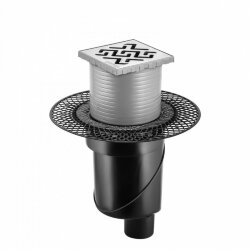 Трап водосток 100х100, s-сифон d50/105 h50 вертикальный Platz antik Berges арт. 090060