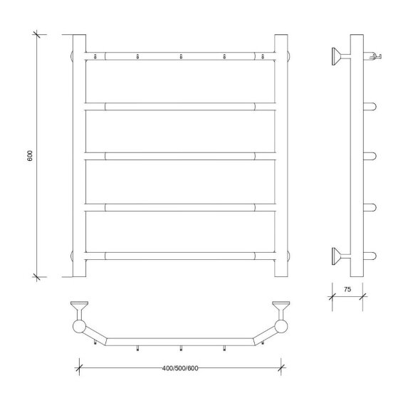 Полотенцесушитель водяной, хром, Secado 60x50, Агата 1 К - 4603759405148