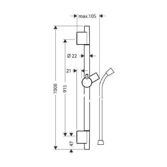 Hansgrohe душевая штанга S Puro 90см со шлангом, Unica, матовый серый арт. 28631340 Hansgrohe душевая штанга S Puro 90см со шлангом, Unica, матовый серый арт. 28631340