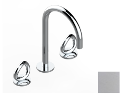 Смеситель для раковины на три отверстия устанавливаемый на борту с донным клапаном, THG Серия "О", матовый хром (C02) - G4P-151 Смеситель для раковины на три отверстия устанавливаемый на борту с донным клапаном, THG Серия "О", матовый хром (C02) - G4P-151