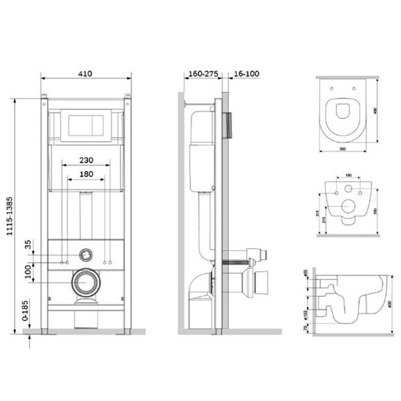 Инсталляция с унитазом Sirius Damixa, арт. DX86.IS10101.1700 цвет: белый