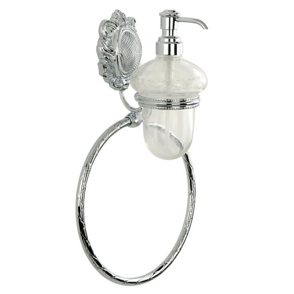 Дозатор жидкого мыла, настенный, с кольцом для полотенцам, Migliore Cleopatra, хром арт. 16655