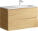 AQWELLA Accent Подвесная тумба с двумя ящиками и одной дверью в цвете дуб золотой с умывальником из литьевого мрамора (чаша справа) - ACC0109RDZ