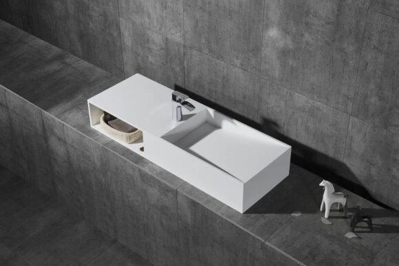 Раковина из искусственного камня NT501 Cagliari Right NT BAGNO цвет: белый матовый