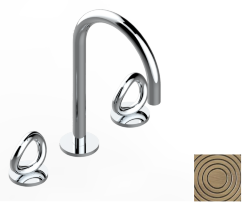 Смеситель для раковины на три отверстия устанавливаемый на борту с донным клапаном, THG Серия "О", бронза (D01) - G4P-151 Смеситель для раковины на три отверстия устанавливаемый на борту с донным клапаном, THG Серия "О", бронза (D01) - G4P-151