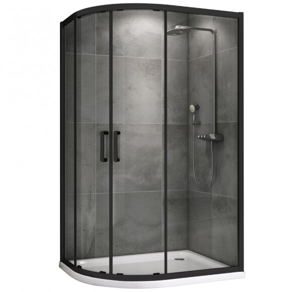 Душевой уголок Schwarzer Diamant 1100x800мм, Черный, ABBER арт. AG01118B
