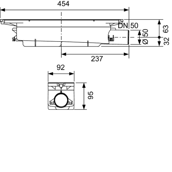 Сифон, TECE, TECEdrainprofile, для дренажного канала, стандартный, DN 50 боковой слив