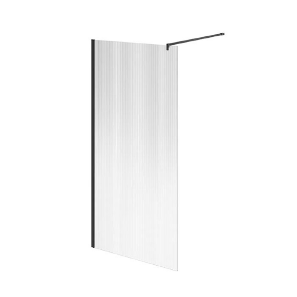 Душевая перегородка с рифленым стеклом, 100х210, Kerama Marazzi Cristallo, CT.100.WI.BLK.M цвет: черный
