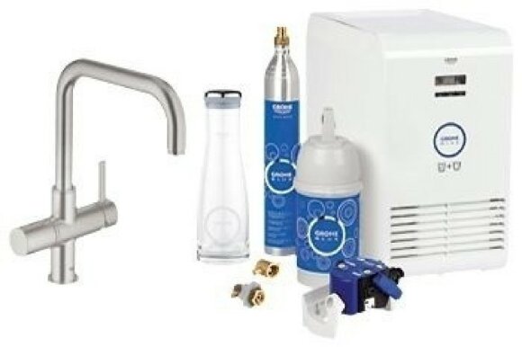 Смеситель для мойки, супер сталь GROHE BLUE арт. 31324DC0
