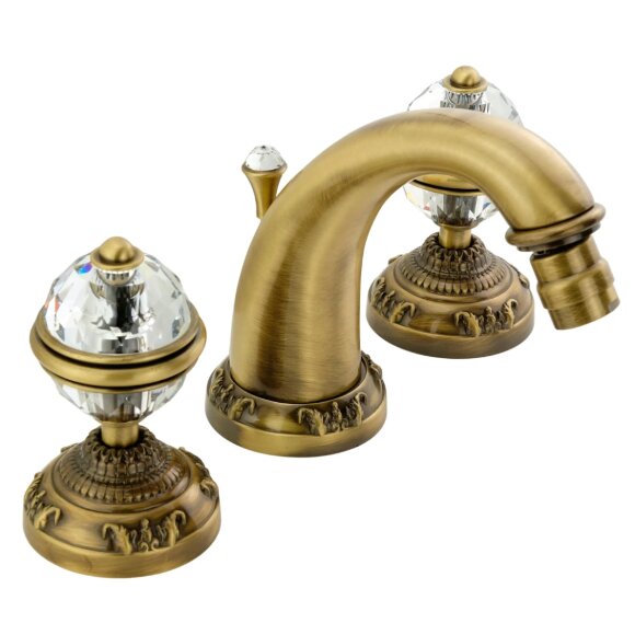 Смеситель для биде, на 3 отв., ручки CRYSTAL, Migliore Cristalia, бронза арт. 18579