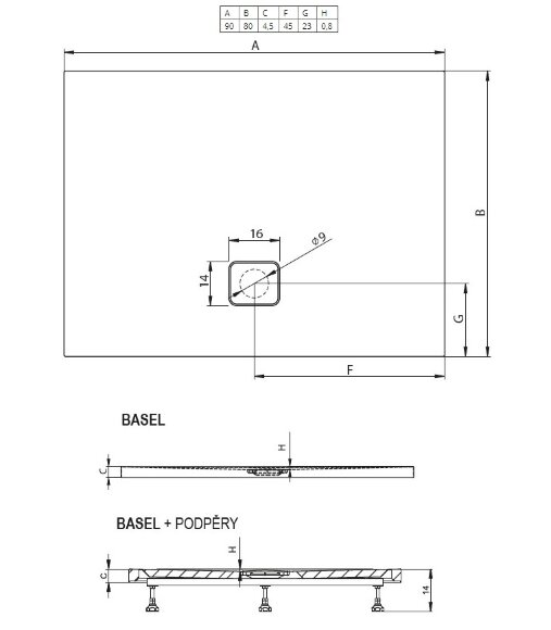 Акриловый душевой поддон Riho Basel 402 90x80 белый + сифон DC120050000000S