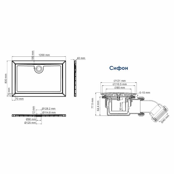 Душевой поддон Salm 27T06 4x120 прямоугольная WasserKRAFT цвет: Белый Душевой поддон Salm 27T06 4x120 прямоугольная WasserKRAFT цвет: Белый