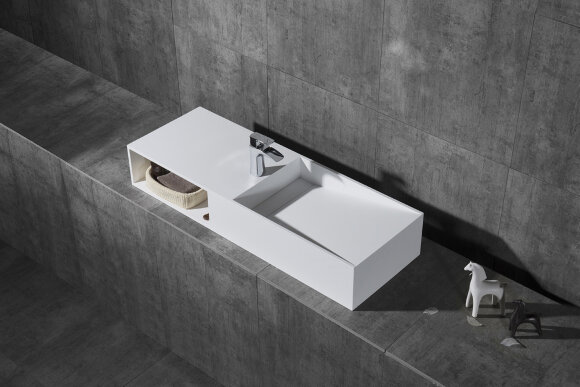 Раковина из искусственного камня NT502 Cagliari Left NT BAGNO цвет: белый матовый