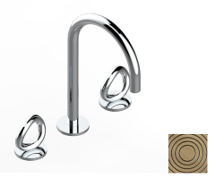 Смеситель для раковины на три отверстия устанавливаемый на борту с донным клапаном, THG Серия "О", lacquered matt bronze (D05) - G4P-151 Смеситель для раковины на три отверстия устанавливаемый на борту с донным клапаном, THG Серия "О", lacquered matt bronze (D05) - G4P-151