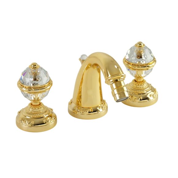 Смеситель для биде, на 3 отв., ручки CRYSTAL, Migliore Cristalia, золото арт. 27180