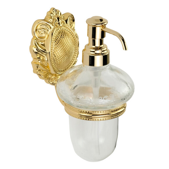 Дозатор жидкого мыла, настенный, стекло прозрачное, Migliore Cleopatra, золото арт. 16684