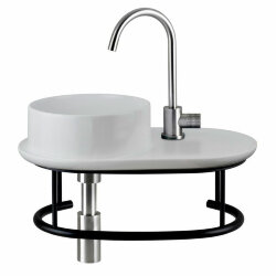 Подвесная раковина для структуры 50 х 30 см AeT Curvy, с 1-м отверстием под смеситель, чаша слева, цвет: белый глянцевый, арт. L503T0RDV0100 