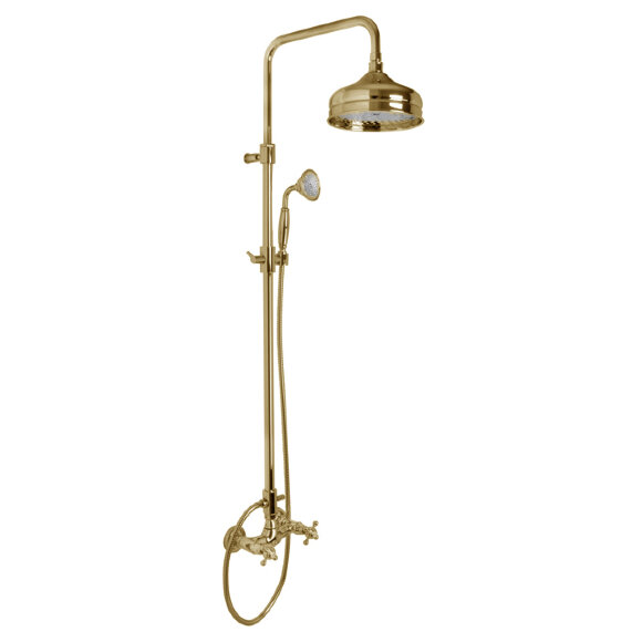 Душевая стойка Carlo Frattini Elizabeth F5085/2OR, в комплекте: стойка, ручной душ, шланг, верхняя лейка, цвет: золото