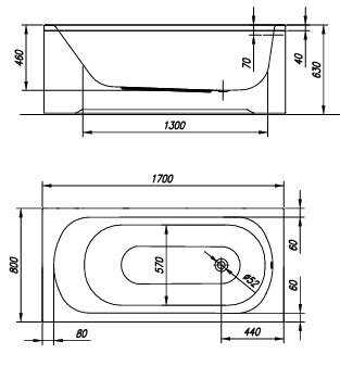 Ванна BETTY 170X80 (1W28) Kolpa-San