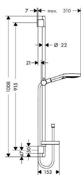 Hansgrohe душевой гарнитур со штангой 90см и мыльницей, Raindance Select S, глянцевый хром арт. 26631000 Hansgrohe душевой гарнитур со штангой 90см и мыльницей, Raindance Select S, глянцевый хром арт. 26631000