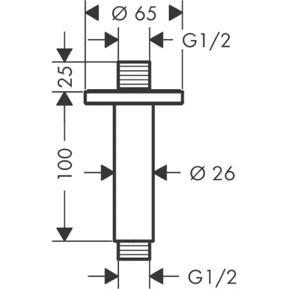 Hansgrohe душевой кронштейн потолочный 100 мм, Vernis Blend, глянцевый хром арт. 27804000