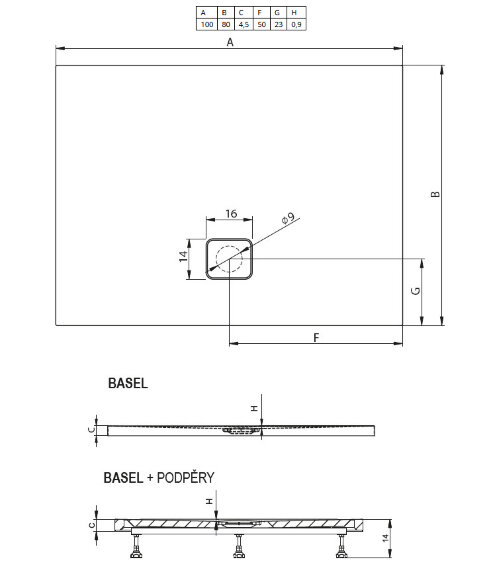 Акриловый душевой поддон Riho Basel 404 120x80 черный матовый, накладка хром DC141700000000S