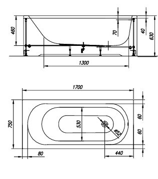 Ванна BETTY 170X75 (1W28) Kolpa-San
