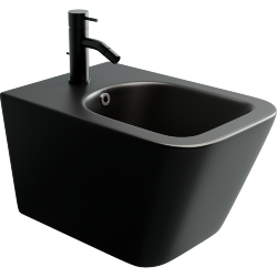 Подвесное биде с отверстием под смеситель, с крепежом для скрытого монтажа, Metric Ceramica Nova, черный - CN3008MB Подвесное биде с отверстием под смеситель, с крепежом для скрытого монтажа, Metric Ceramica Nova, черный - CN3008MB