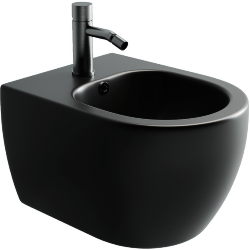 Подвесное биде черный матовый 1 отв под смеситель, с крепежом для скрытого монтажа, Play Ceramica Nova, черный - CN3002MB Подвесное биде черный матовый 1 отв под смеситель, с крепежом для скрытого монтажа, Play Ceramica Nova, черный - CN3002MB