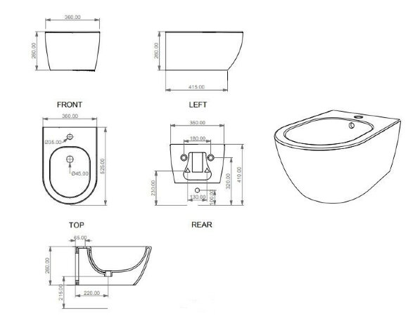Биде подвесное GSG Like LKBISO000 цвет белый глянец 52.5x36