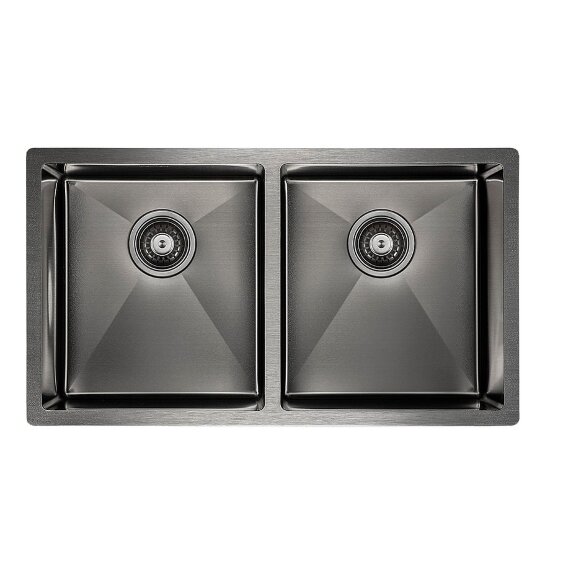Кухонная мойка из нержавеющей стали TWIN Paulmark 780х440мм, PM237844-GM цвет: вороненая сталь