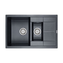 Кухонная мойка из кварца Feste Paulmark 775х495 мм, PM237850-BLM цвет: черный-металлик Кухонная мойка из кварца Feste Paulmark 775х495 мм, PM237850-BLM цвет: черный-металлик