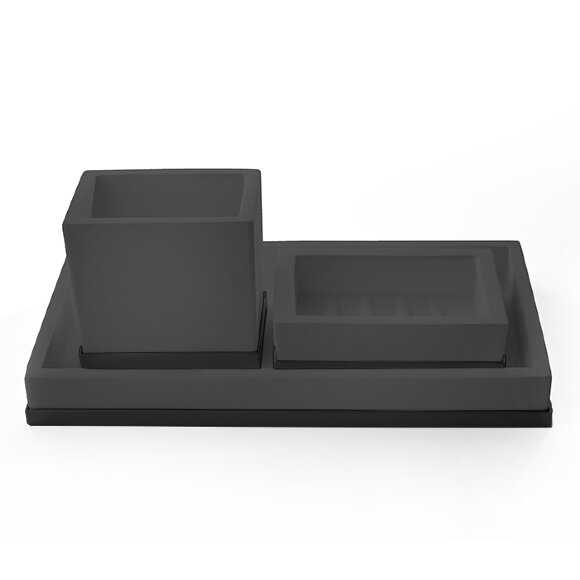 3SC Комплект: стакан, мыльница, лоток,  Mood Deluxe цвет: черный арт. MDN98ANO