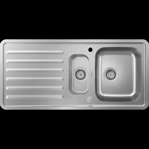 Hansgrohe раковина для кухни, врезная с левым крылом и двумя чашами 150/340, S41, матовая нержавеющая сталь арт. 43339800