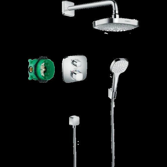 Hansgrohe душевая система скрытого монтажа с термостатом, Croma Select E, глянцевый хром арт. 27294000