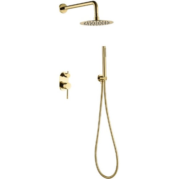 Смеситель встроенный + верхний+ ручной душ, Uno. Gold арт. 464-G цвет: Золото