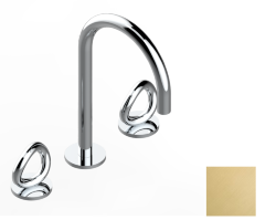 Смеситель для раковины на три отверстия устанавливаемый на борту с донным клапаном, THG Серия "О", pvd матовый золотистый (H53) - G4P-151 Смеситель для раковины на три отверстия устанавливаемый на борту с донным клапаном, THG Серия "О", pvd матовый золотистый (H53) - G4P-151