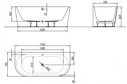 Ванна DREAM-SP 170X75-L WHITE (Пр. угл.) Kolpa-San арт. 518030