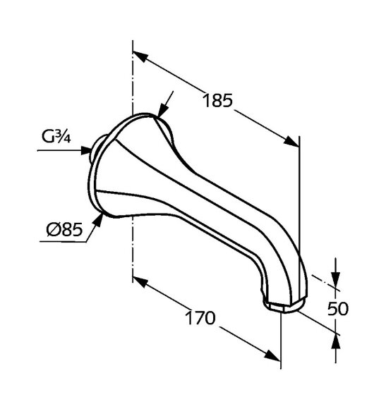 Излив для ванны DN 20, хром глянцевый, 1926 Kludi арт. 5140705