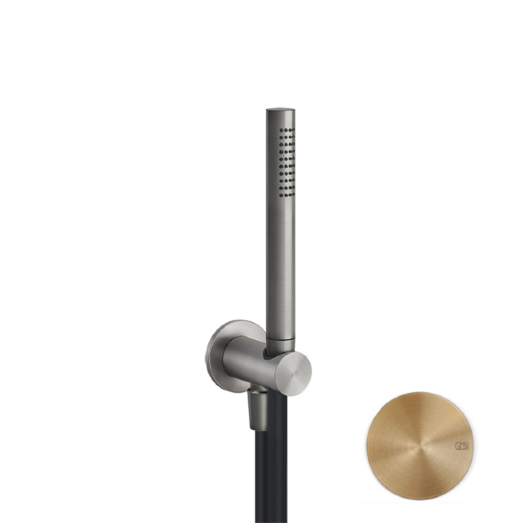 Ручной душ Gessi, шланговое подсоединение, держатель, шланг 1500 мм, лейка с защитой от известкового налёта, цвет Warm Bronze Brushed PVD, арт. 54023.726