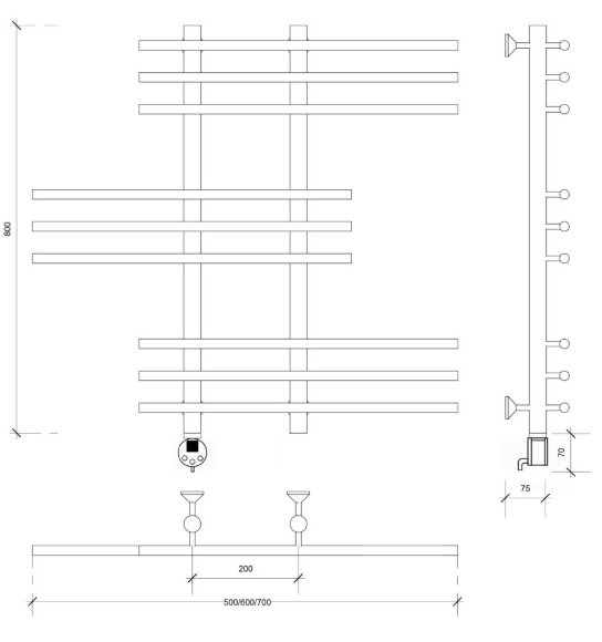 Полотенцесушитель электрический, черный матовый, Secado 100x20x60, Турин 5 - 4673739245187 Полотенцесушитель электрический, черный матовый, Secado 100x20x60, Турин 5 - 4673739245187