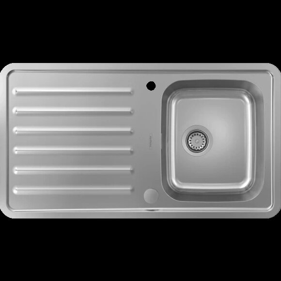 Hansgrohe раковина для кухни, врезная с левым крылом, S41, матовая нержавеющая сталь арт. 43337800