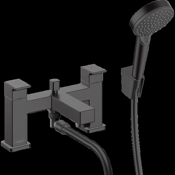 Hansgrohe смеситель для ванны на 2 отверстия, и ручной душ, Vernis Shape, матовый черный арт. 71462670