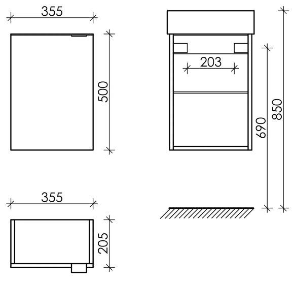 Тумба подвесная SANCOS Mini 355х205х500, с распашной дверцей, внутри 1 полка, дуб чарльстон , арт.MN35ECHR Тумба подвесная SANCOS Mini 355х205х500, с распашной дверцей, внутри 1 полка, дуб чарльстон , арт.MN35ECHR