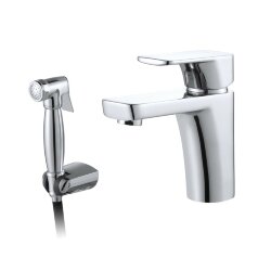 Смеситель для раковины с гиг. душем, DA1432601  - Berlin D&K цвет: хром