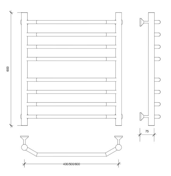Полотенцесушитель водяной, хром, Secado 60x50, Агата 4 - 4603759405346