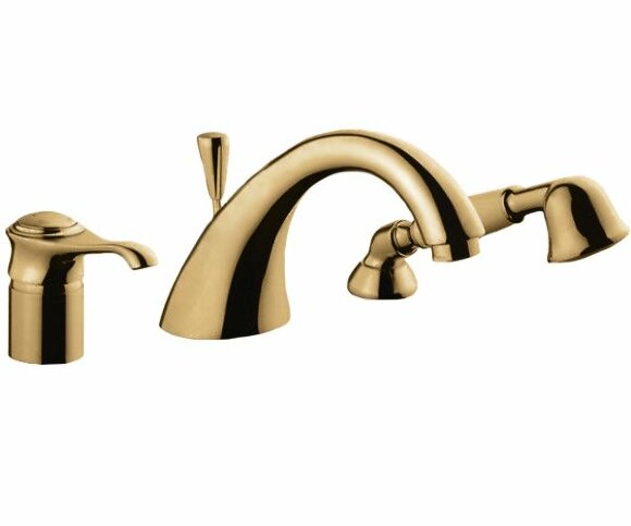 Комплект смесителя на борт ванны на 3 отверстия с ручным душем, Emmevi Tiffany, 60120/BR цвет: бронза