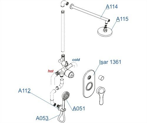 Встраиваемый комплект для душа с верхней душевой насадкой и лейкой A16315 WasserKRAFT Isar 1300 цвет: Бронза Встраиваемый комплект для душа с верхней душевой насадкой и лейкой A16315 WasserKRAFT Isar 1300 цвет: Бронза